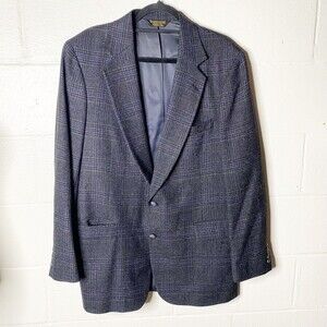ANDERSON LITTLE Vtg Retro Funky Gray Plaid Blazer Coat Jacket Mens 44L USA Union